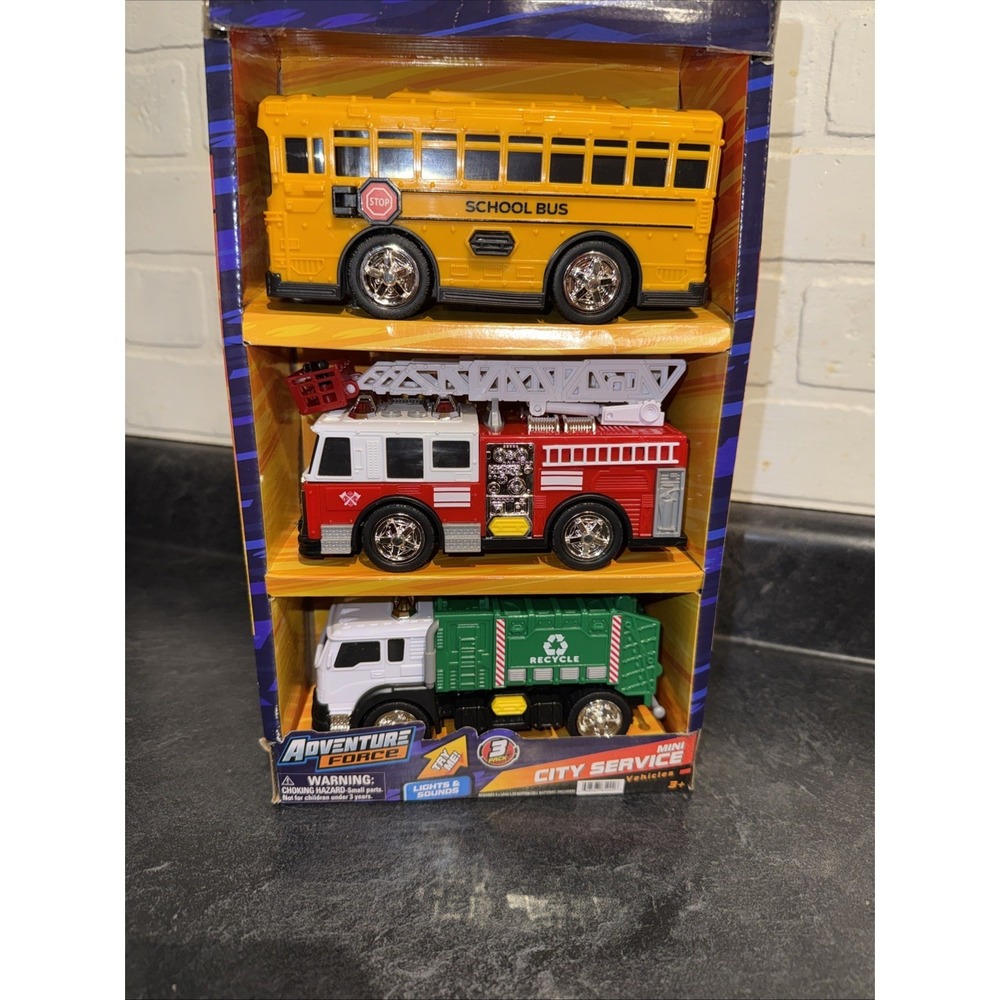 Adventure Force, 3-City Service Vehicles, Lights, Sounds & Moving Parts NEW